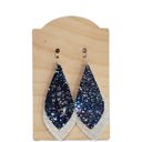  Navy Irridecent Splatter Earrings