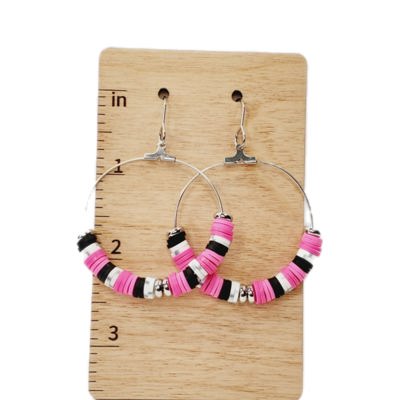 Heishi Hoop Earrings | Pink Black White Silver
