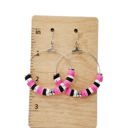  Heishi Hoop Earrings | Pink Black White Silver