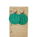  Kelly Green Genuine Leather Drop Earrings