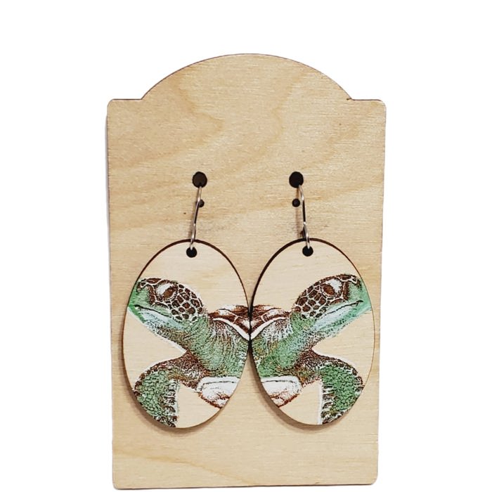 Hand Painted Sea Turtle Earrings