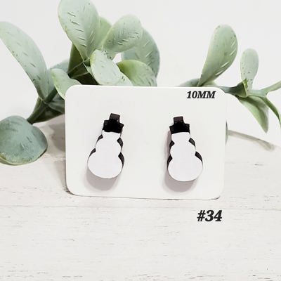 Hand Painted Wood Snowman Studs