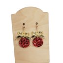  Red Glitter Bow Earrings