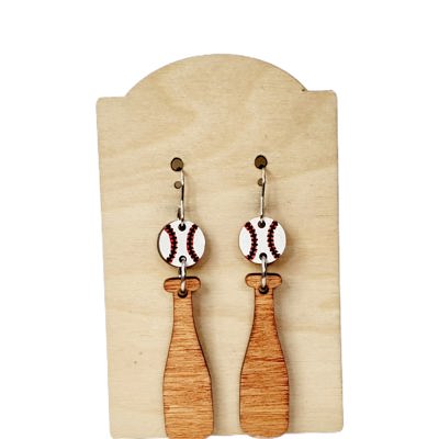 Hand Painted Baseball Teardrop Cutout Earrings