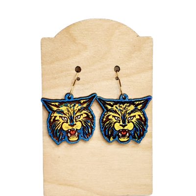 Hand Painted Wildcat Earrings