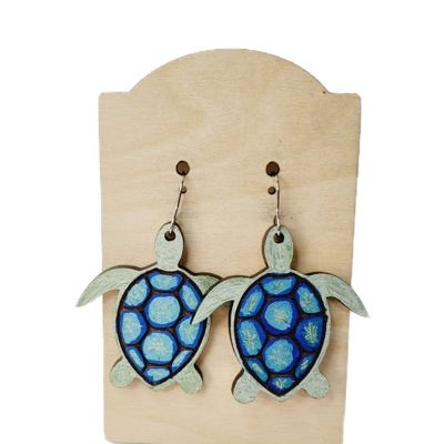 Hand Painted Sea Turtle Earrings