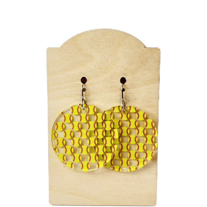 Baseball Leather & Wood Earrings
