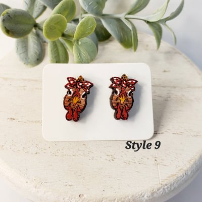 Hand Painted Rustic Chicken Studs