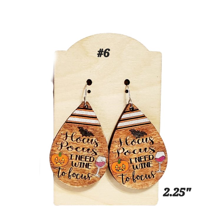 Glitter Orange Wood Earrings