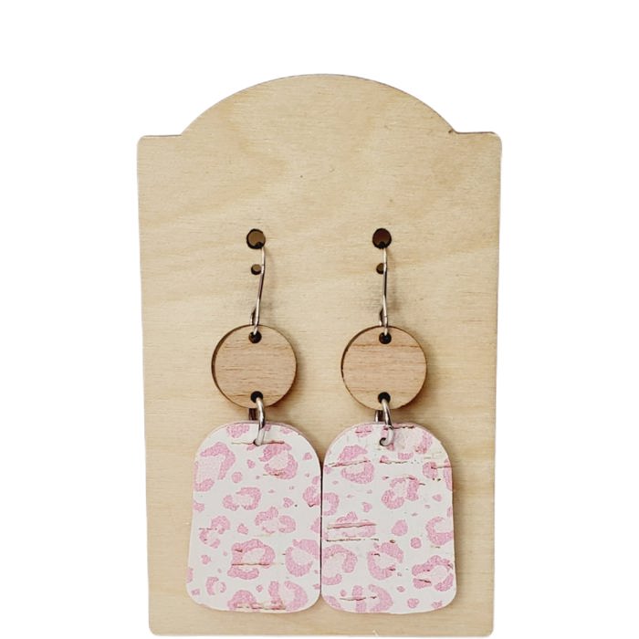 Leopard Pink and White Earrings