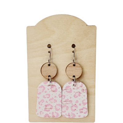 Leopard Pink and White Earrings