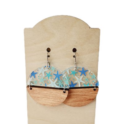 Acrylic Wood Starfish Earrings