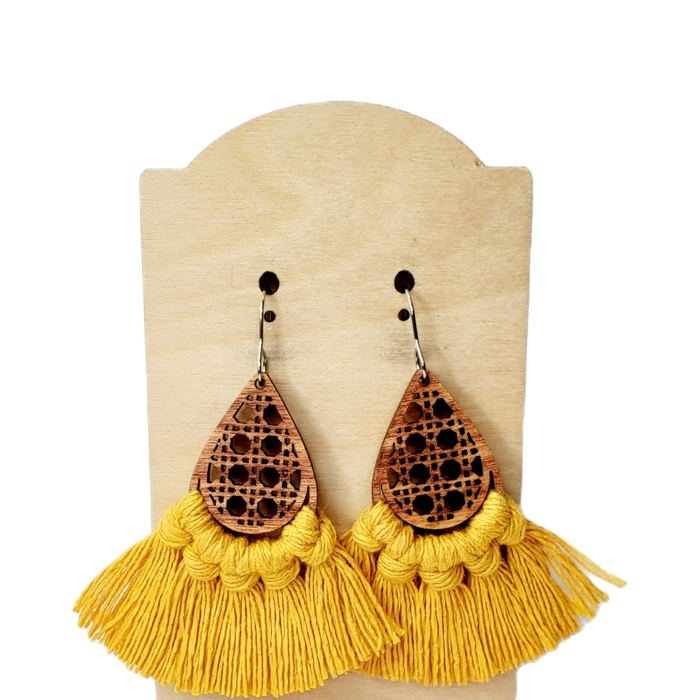 Mustard Yellow Macrame Earrings