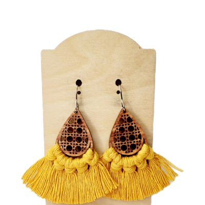 Mustard Yellow Macrame Earrings