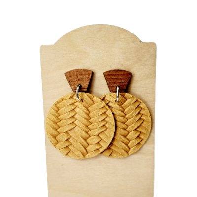 Genuine Leather Mustard Yellow Drop Earrings