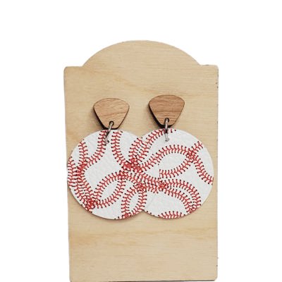 Leather Baseball Drop Earrings