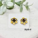  Hand Painted Bee Honeycomb Studs