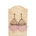  Boho Matte Pink Scalloped Earrings