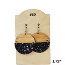  Black Glitter and Wood Earrings
