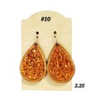  Glitter Orange Wood Earrings