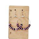  Heishi Hoop Earrings | Tie Dye Pink Black Silver