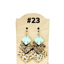  Mint Cheetah Stacked Chevron Earrings