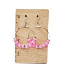  Pink Heishi Hoop Earrings