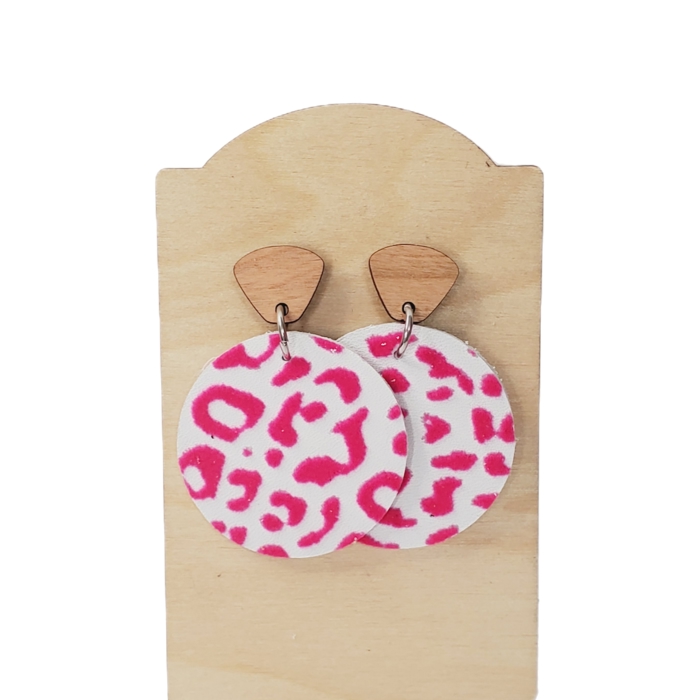 Leather Leopard Drop Earrings