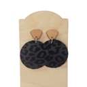Black & Black Leather Leopard Drop Earrings
