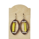Yellow Hand Painted Wood Football Earrings