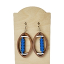 Blue Hand Painted Wood Football Earrings