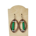 Green Hand Painted Wood Football Earrings