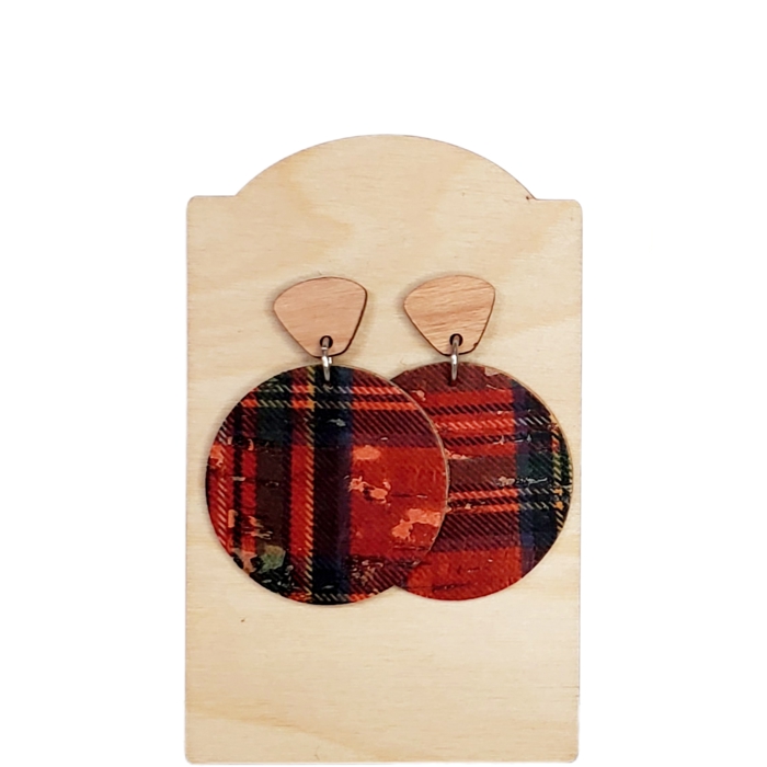Plaid Stud Drop Earrings