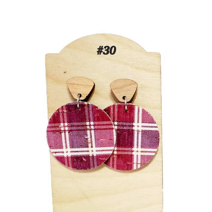 Plaid Stud Drop Earrings