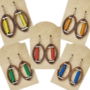  Hand Painted Wood Football Earrings