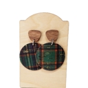  Plaid Stud Drop Earrings