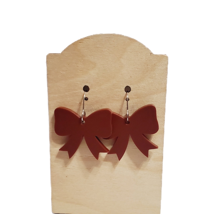Matte Mocha Brown Bow Earrings