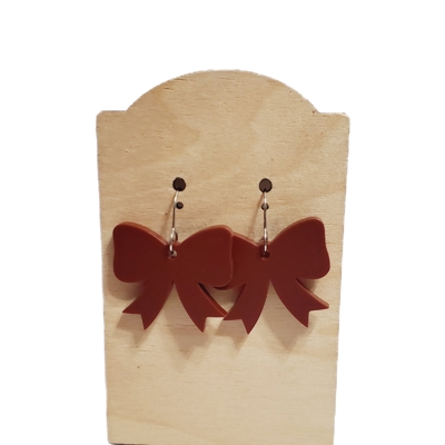 Matte Mocha Brown Bow Earrings