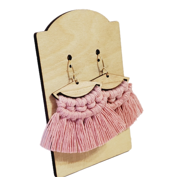 Handmade Macrame Pink Earrings