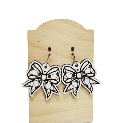 Soccer Hand Painted Bow Earrings