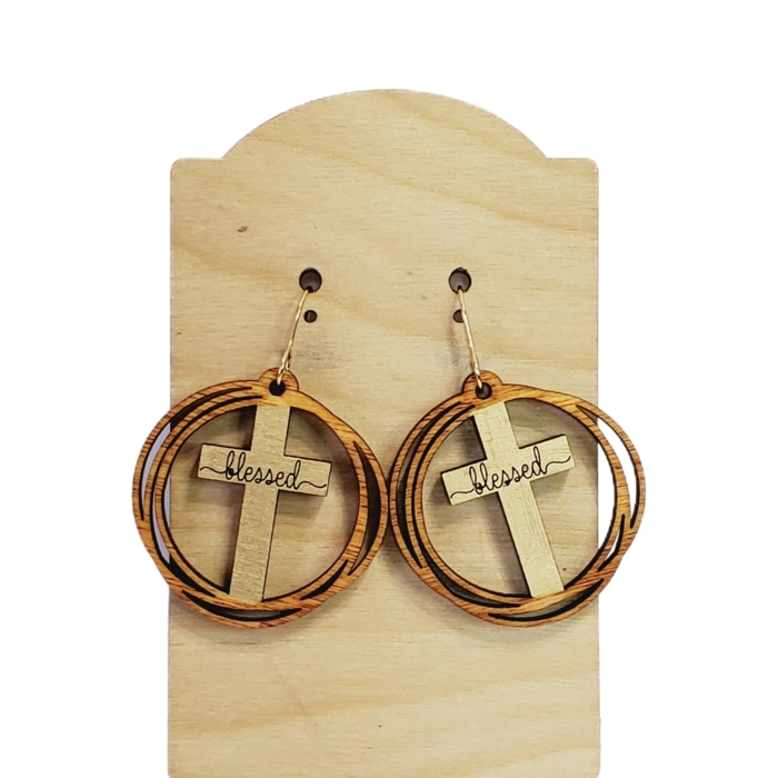 Hand Painted Blessed Cross Earrings