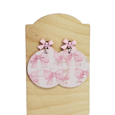 Pretty Pink Bow Stud Drop Earrings