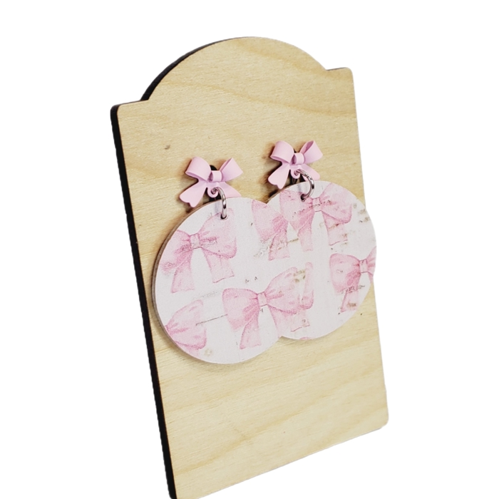 Pretty Pink Bow Stud Drop Earrings