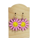  Hand Painted Daisy Pink Earrings