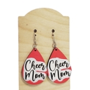  Hand Painted Cheer Mom Red Earrings