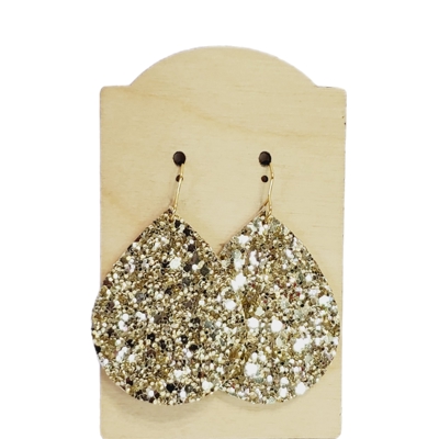 Gold Glitter Teardrop Earrings