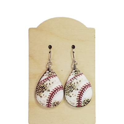 Baseball Cheetah Acrylic Earrings