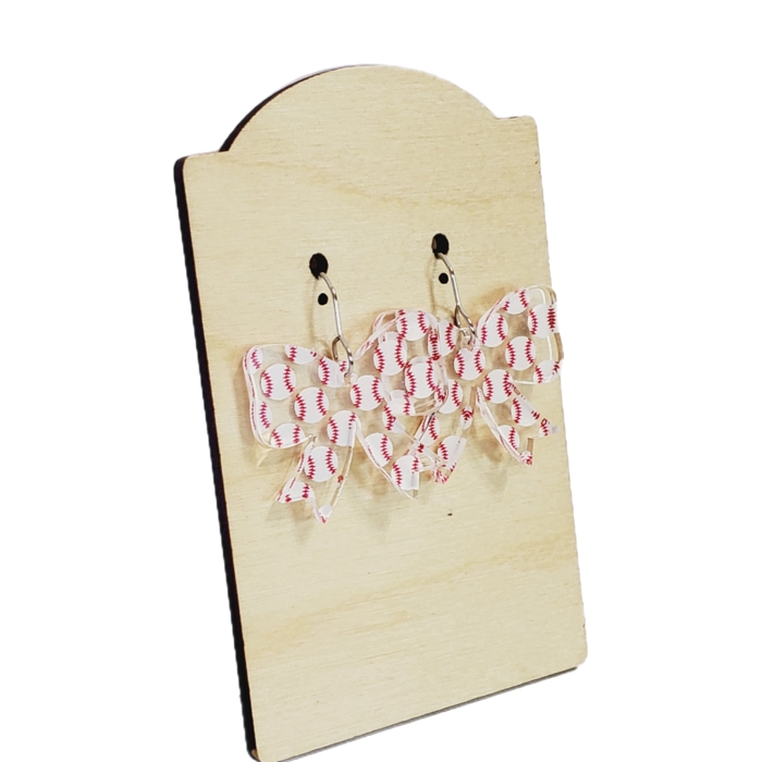 Baseball Acrylic Bow Earrings