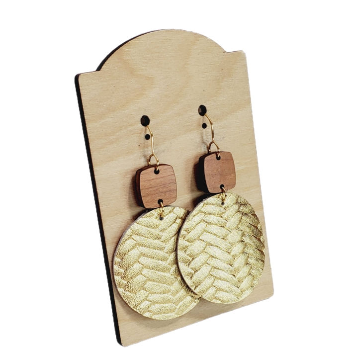 Premium Leather Metallic Gold Earrings