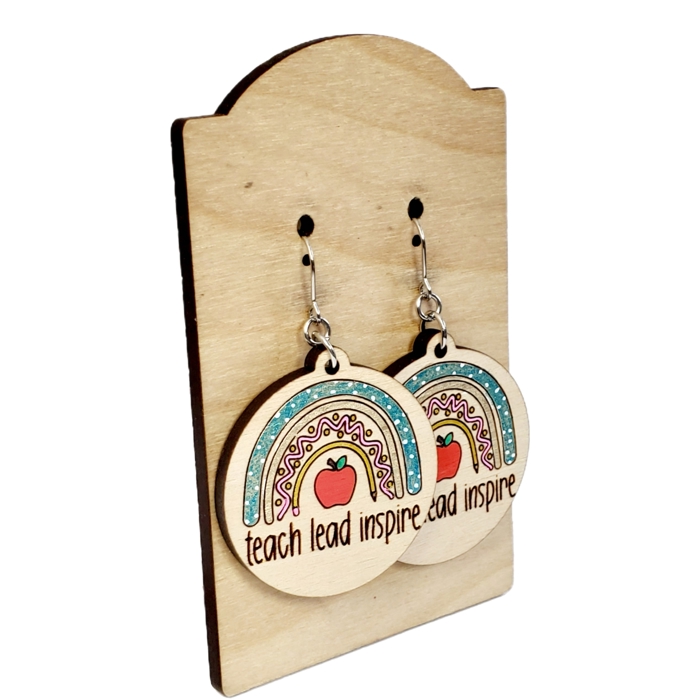 Hand Painted Teach Lead Inspire Earrings